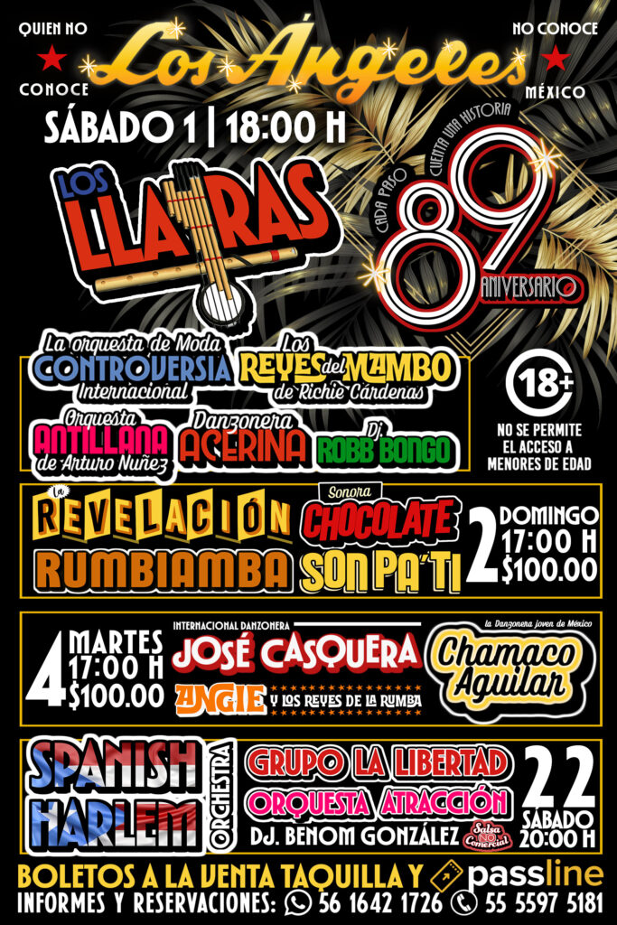flyer de la celebración del 89 aniversario del Salón Los Ángeles