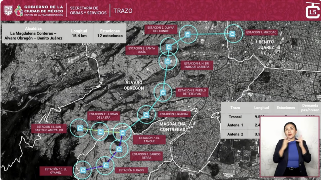 Mapa de la Línea 5 del Cablebús