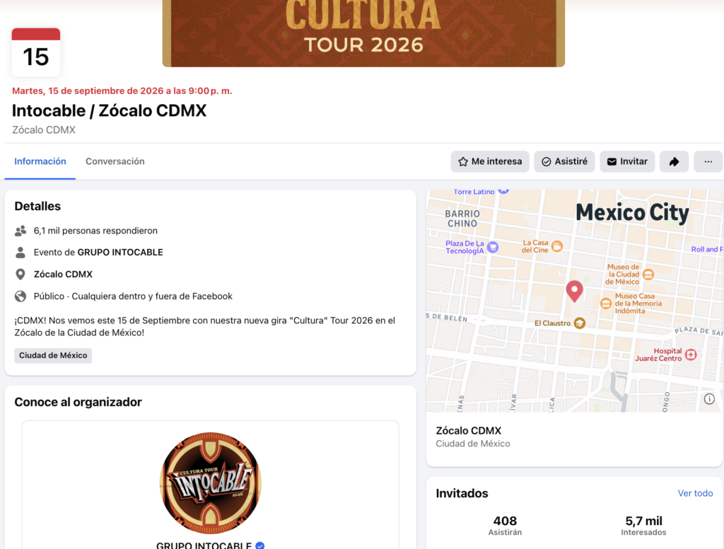 Intocable dará concierto en el Zócalo por el Grito de Independencia