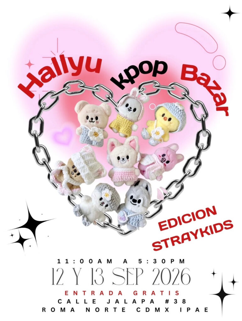 póster del evento Hakkyu K-pop bazar por la visita de Stray Kids en CDMX