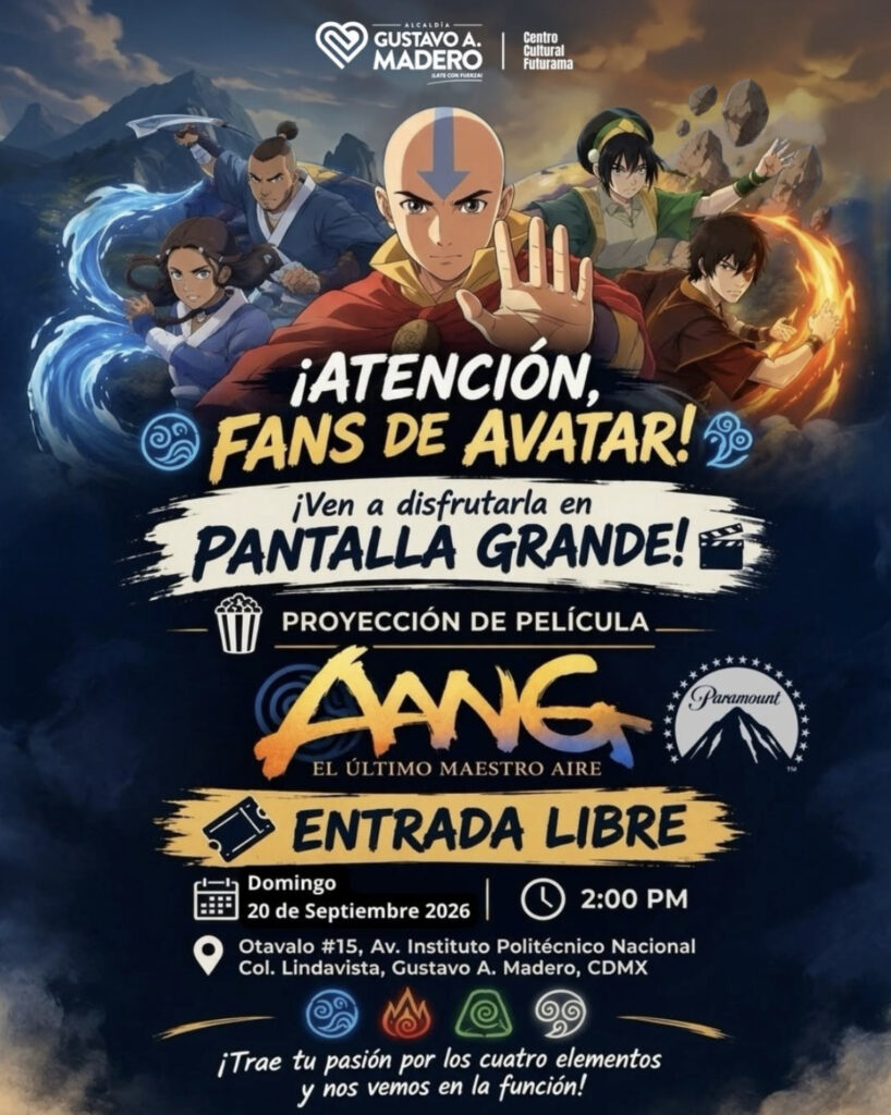 póster de la proyección gratuita de Avatar Aang, el último maestro del aire