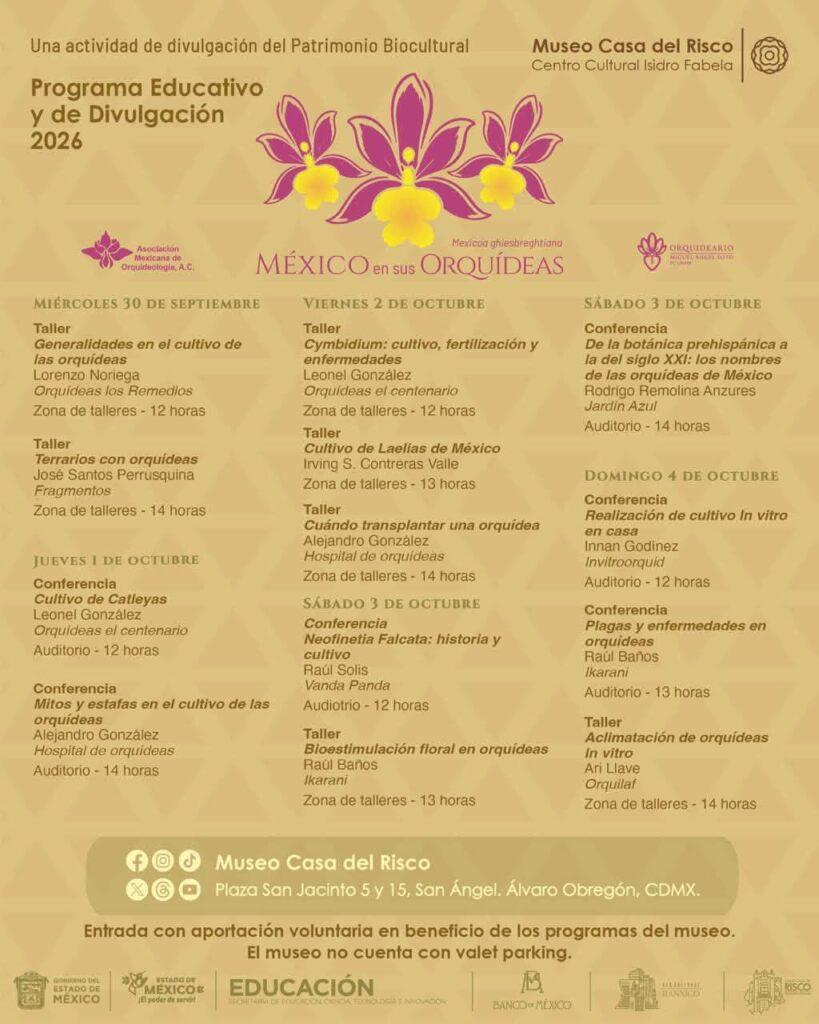 programación del evento en Museo Casa del Risco