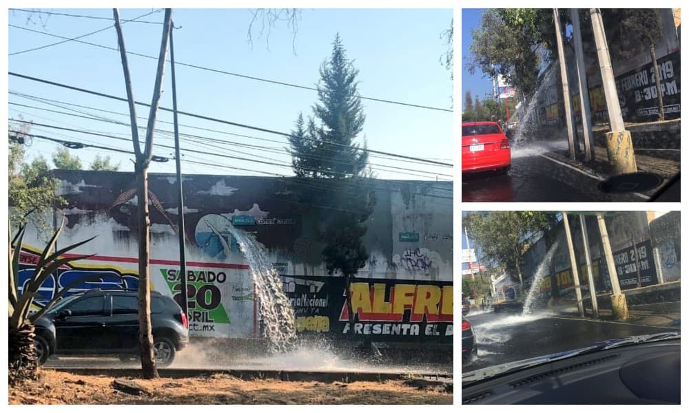fuga de agua en Periférico Sur