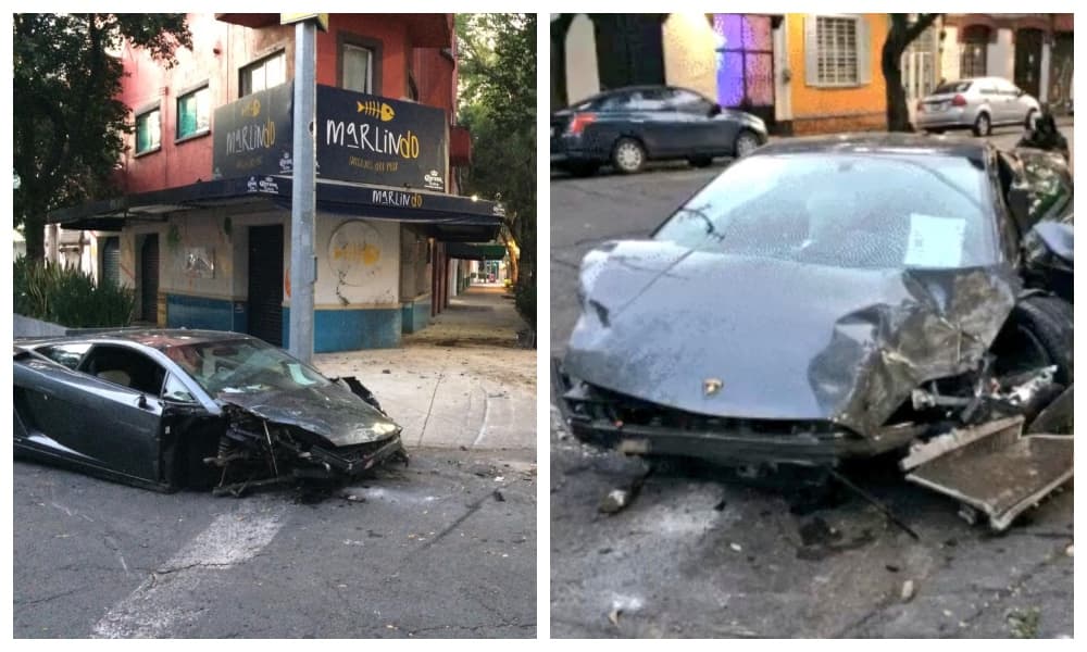 Lamborghini que chocó en la Roma