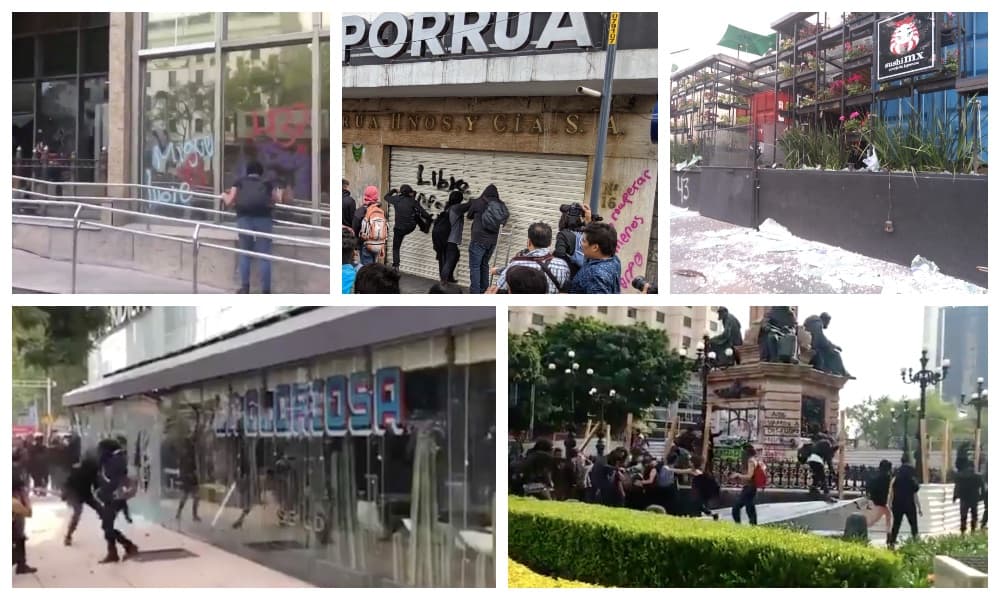 disturbios en marcha de Ayotzinapa