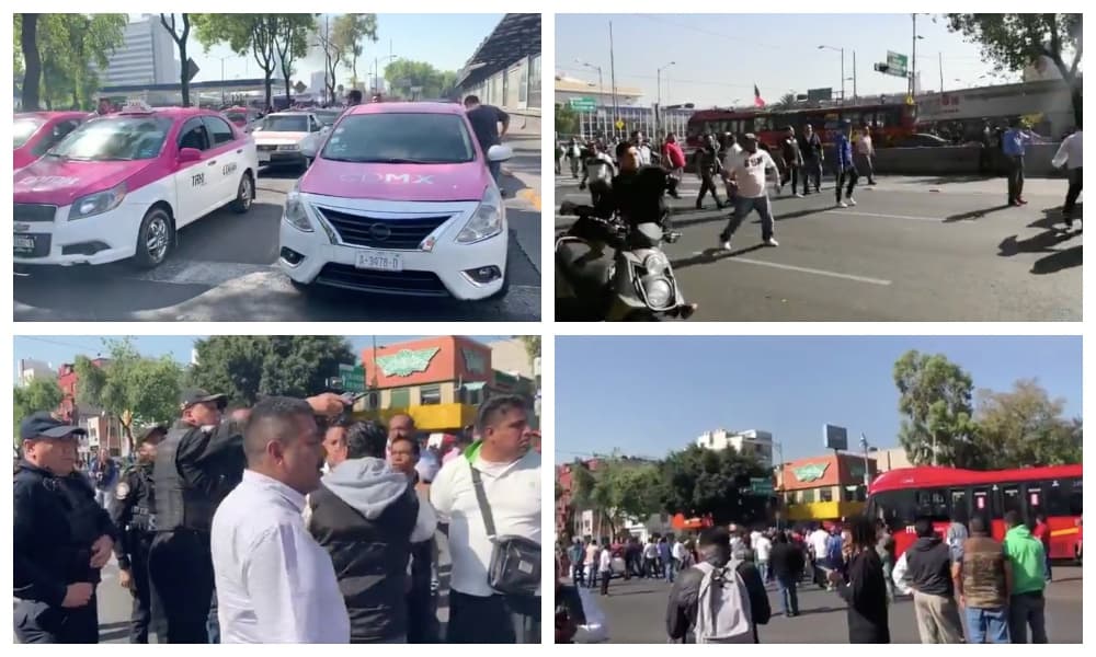 enfrentamiento entre taxistas y policías