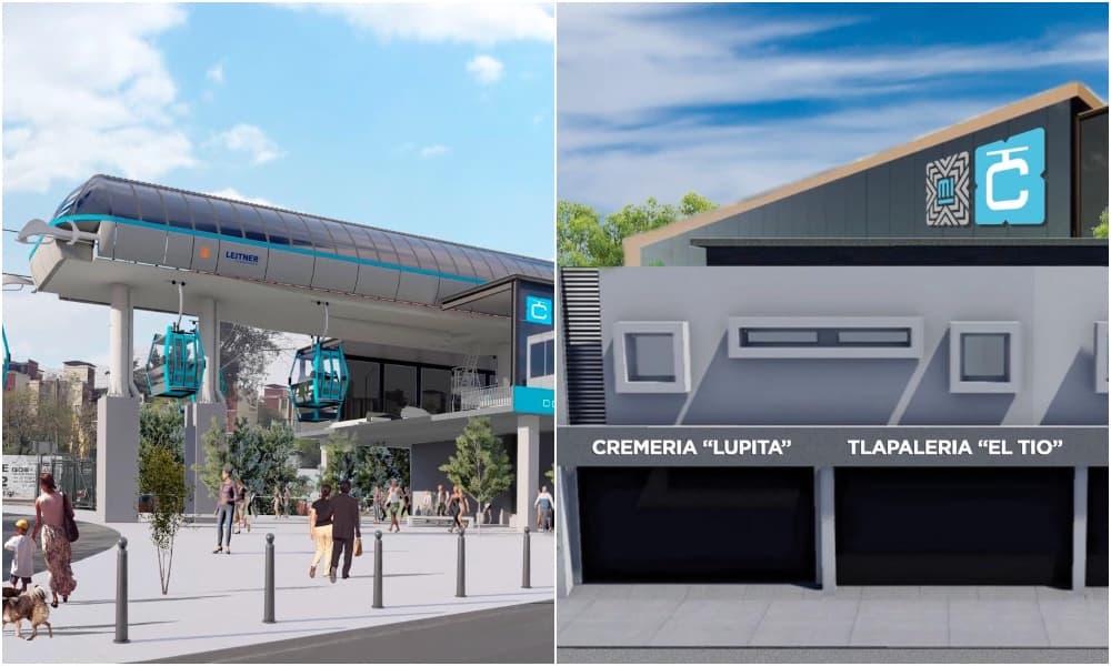 estación del Cablebús con mercado