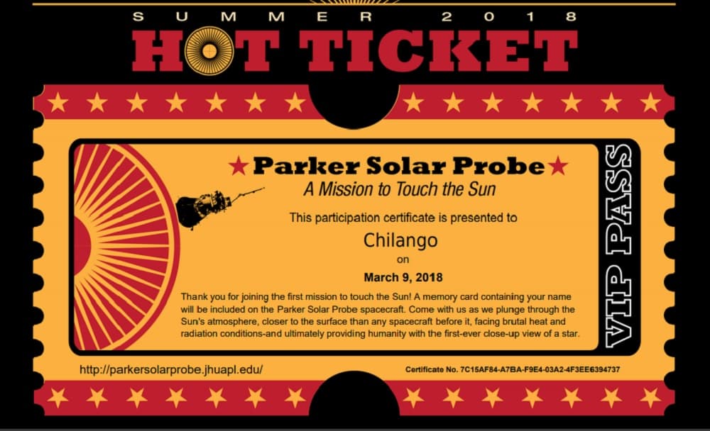 Así puedes mandar tu nombre al Sol.