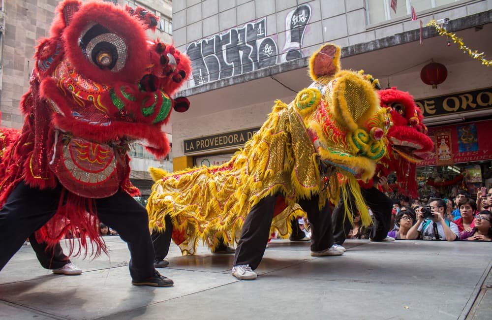 danza del león en el Barrio Chino