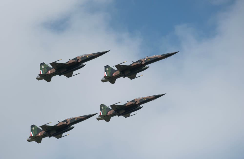 mujeres en desfile aéreo militar