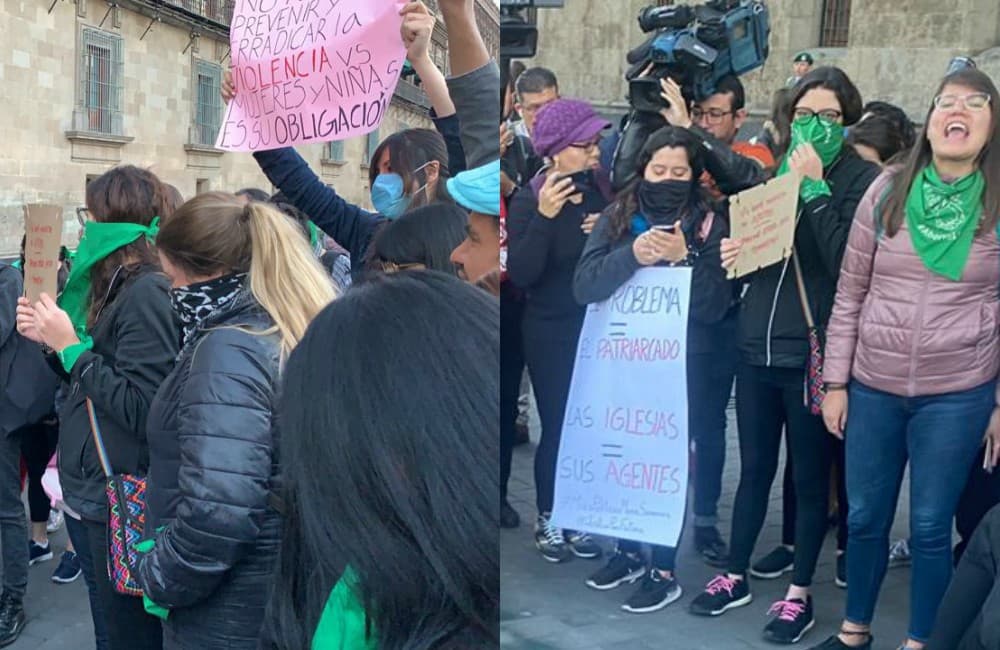 protesta en palacio nacional por feminicidios
