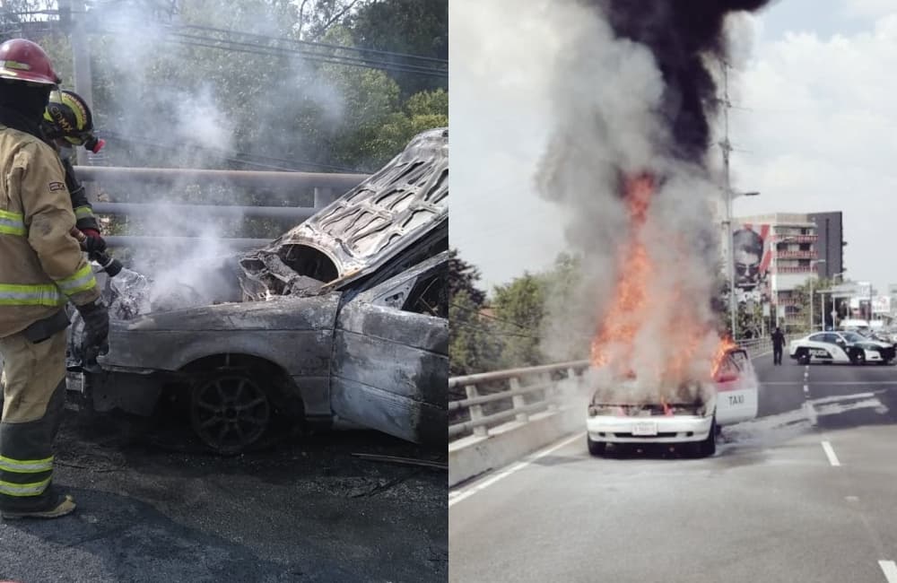 se incendia auto en segundo piso de periférico