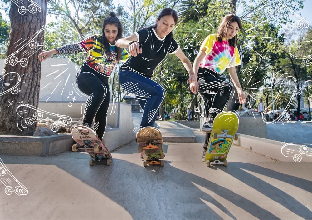 Mujeres en patineta