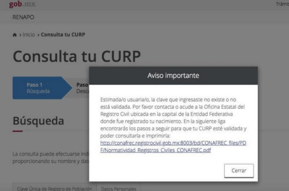 desapareció la CURP