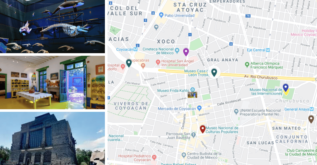 mapa de museos en Coyoacán