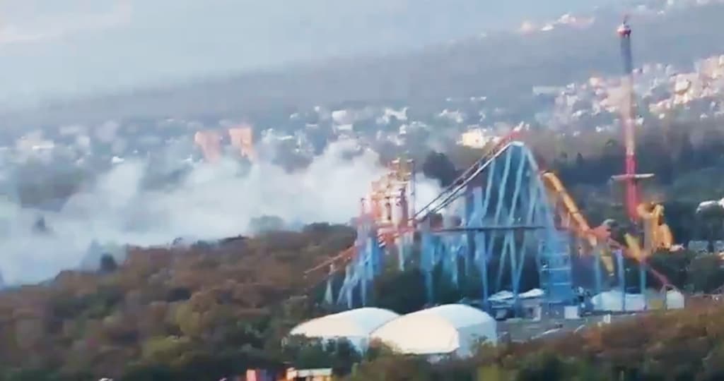 Incendio en el bosque de Tlalpan muy cerca de Six Flags