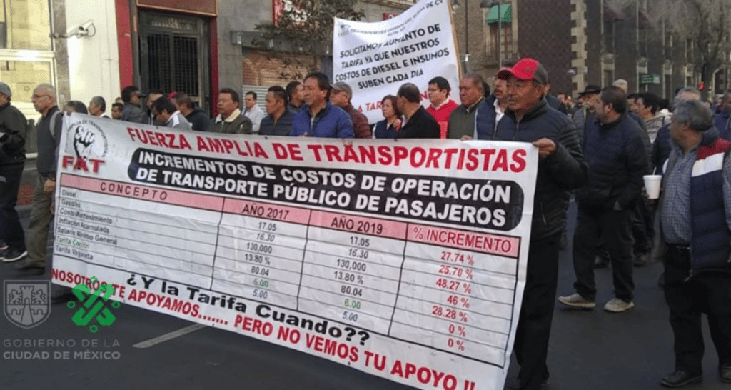 aumento en la tarifa de transporte