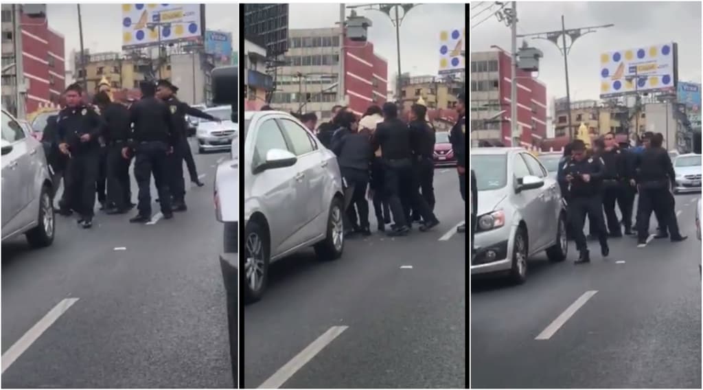 policías agreden a una mujer en Viaducto