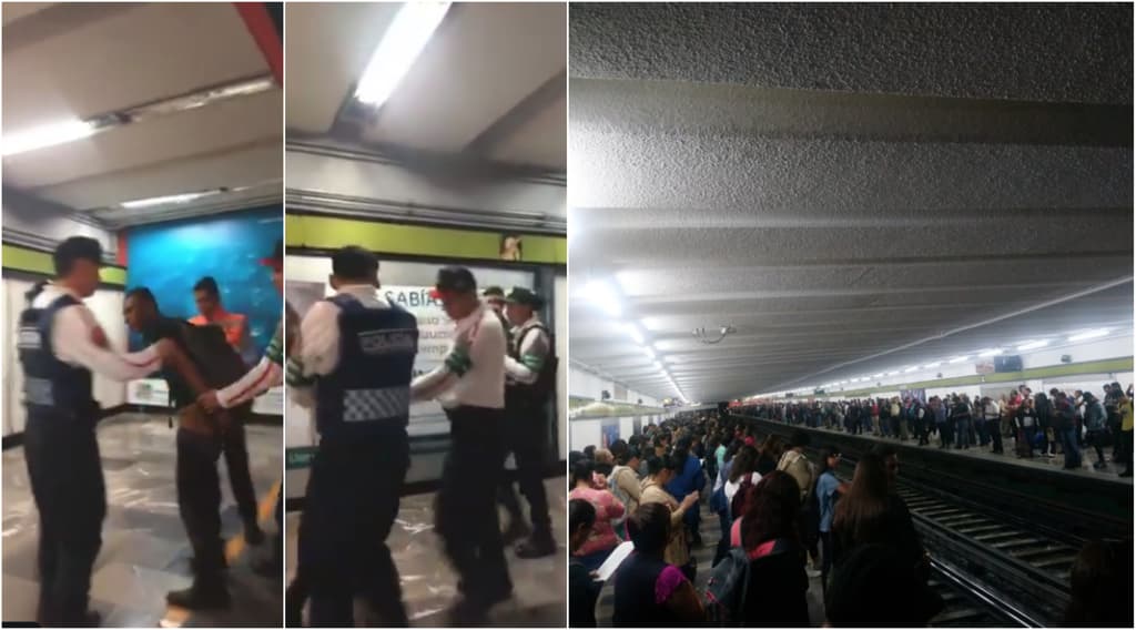 hombre en las vías del metro