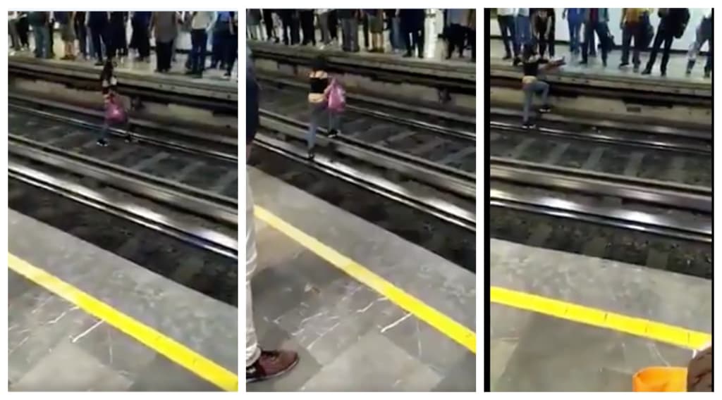 usuaria cruzando las vías