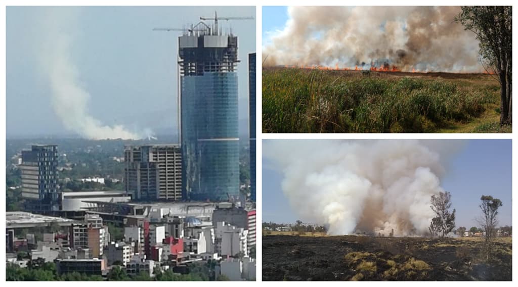 incendio de pastizales en Xochimilco