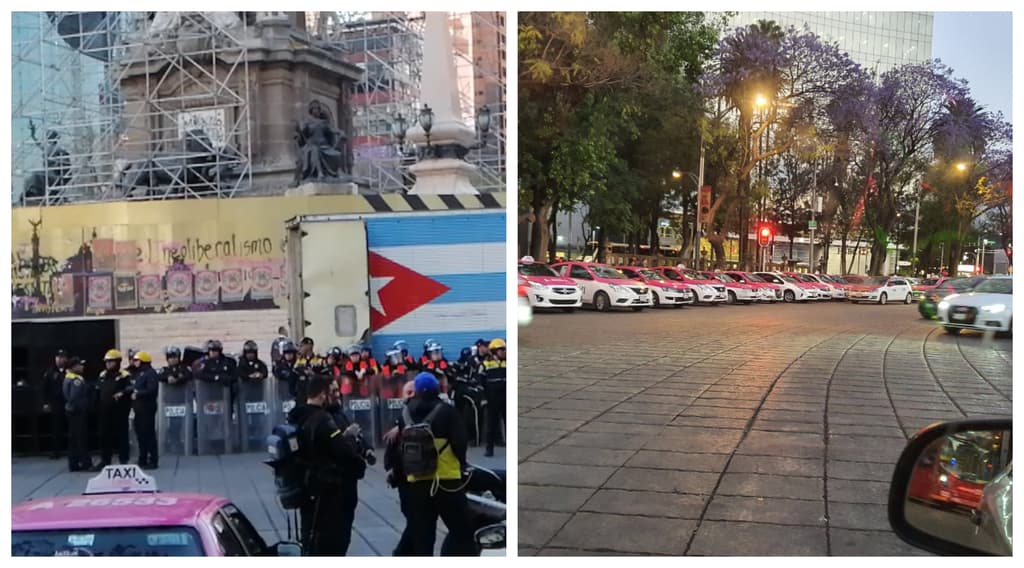 Taxistas protestan en el ángel