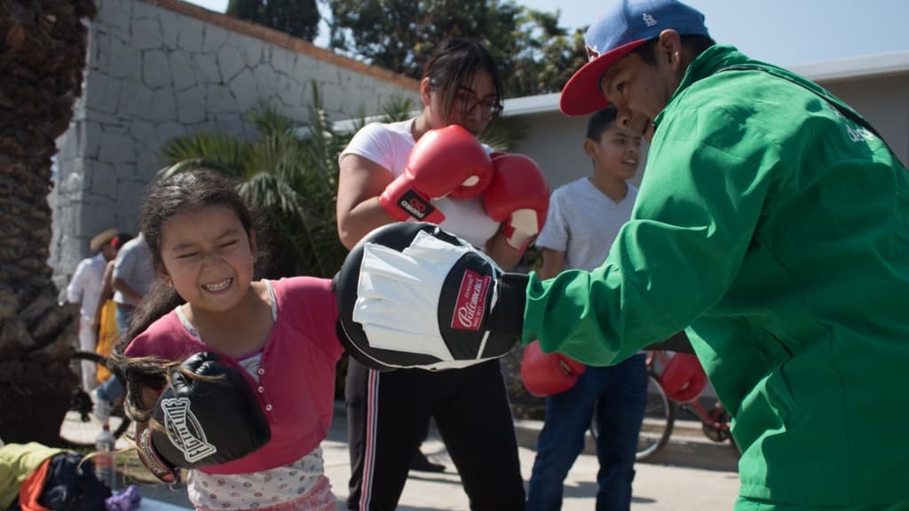 clase de box masiva en el Zócalo