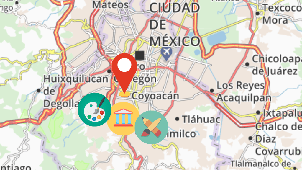 mapa museos galerías coyoacán