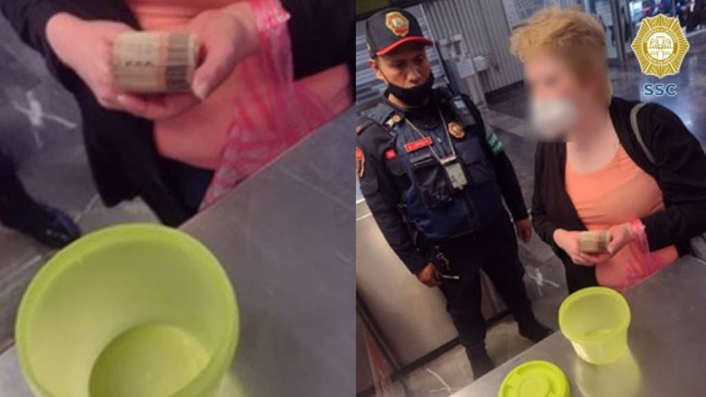 dinero guardado en un recipiente de plástico