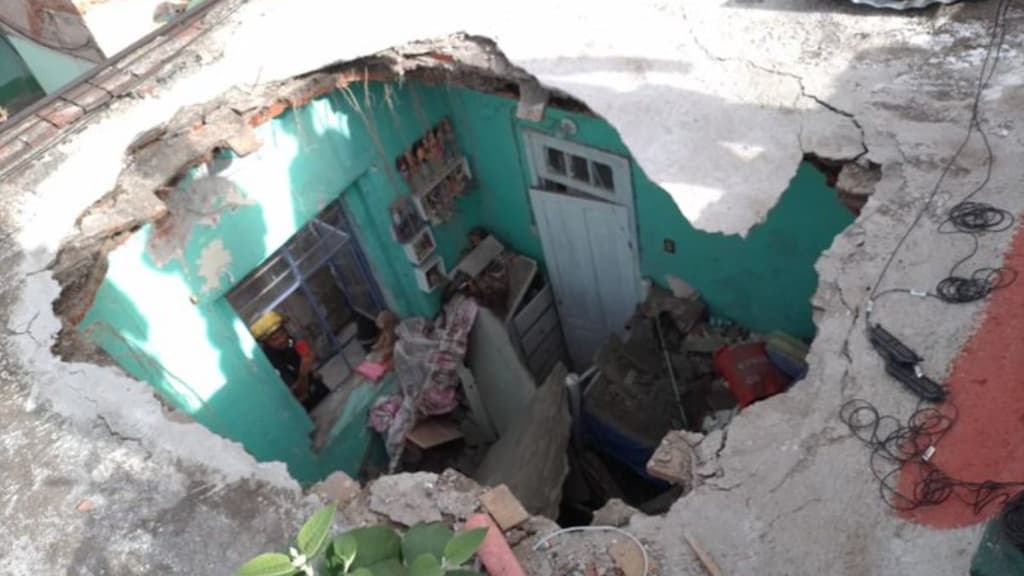 derrumbe en la colonia Morelos