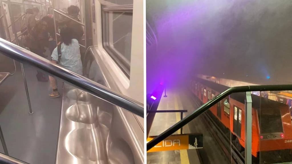 Humo en Metro Barranca del Muerto de la Línea 7 del Metro