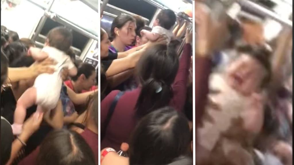 Bebé viaja en el Metro de CDMX