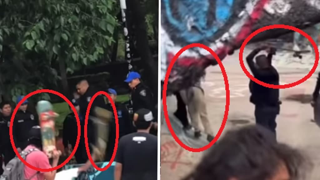 Enfrentamiento entre policías y skaters en parque lira