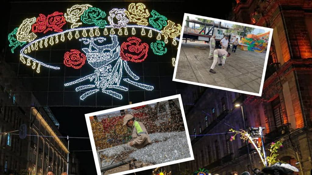 Alumbrado decorativo del Zócalo para Día de Muertos