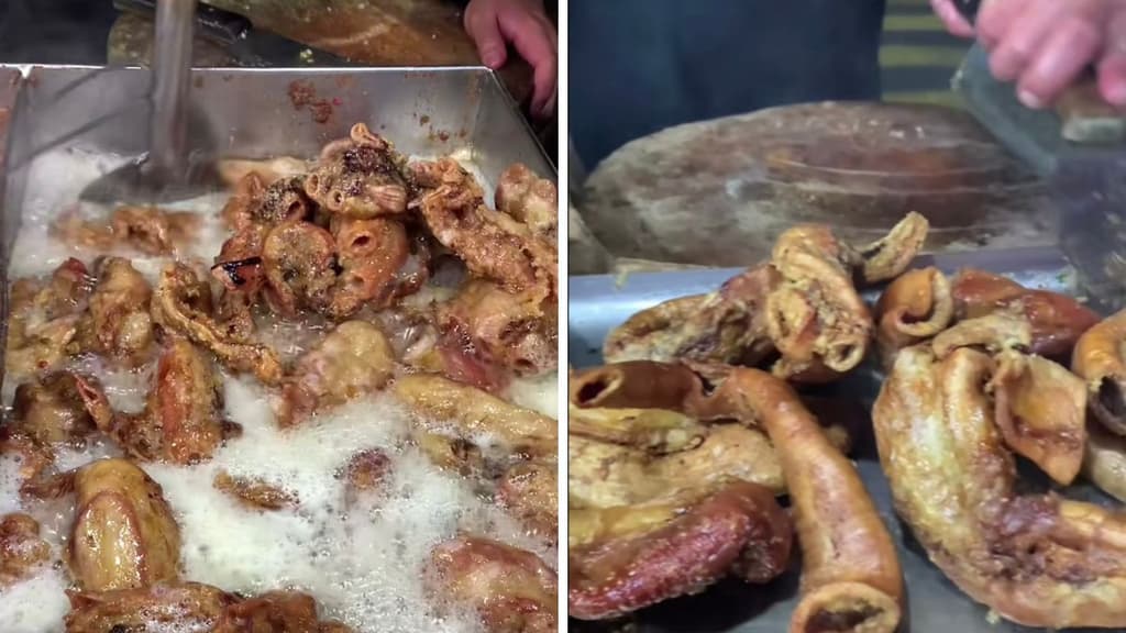 Tacos de chicharrón de tripa en CDMX.