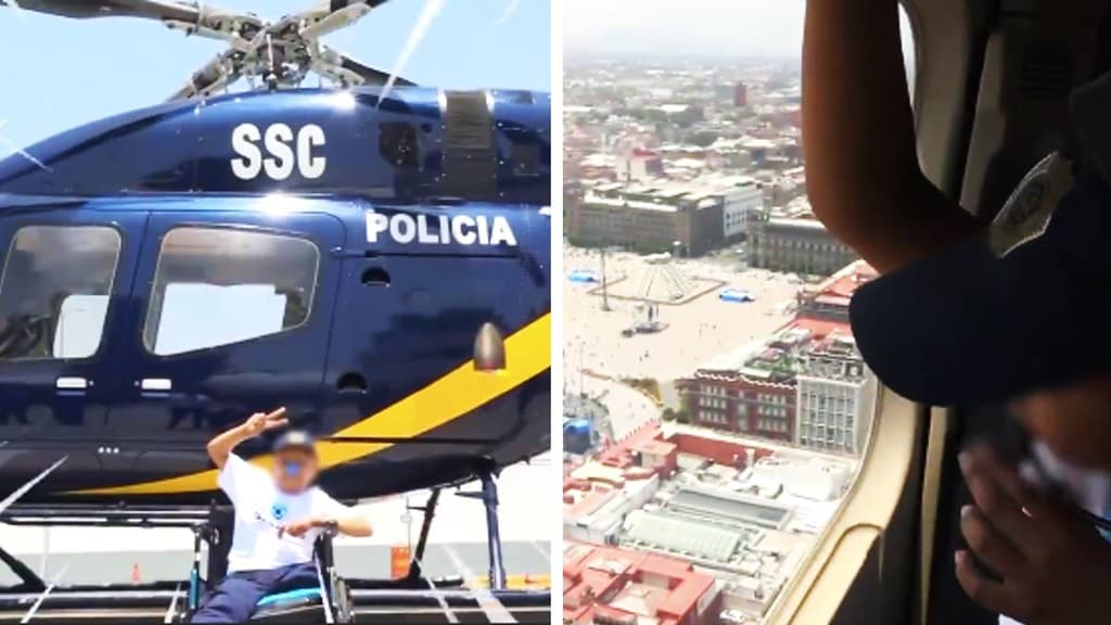 Niño cumple sueño de volar sobre CDMX en helicóptero de Cóndores