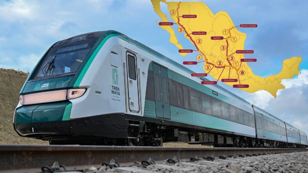 Mapa de las rutas de trenes que saldrán de CDMX a Nuevo Laredo y Nogales.