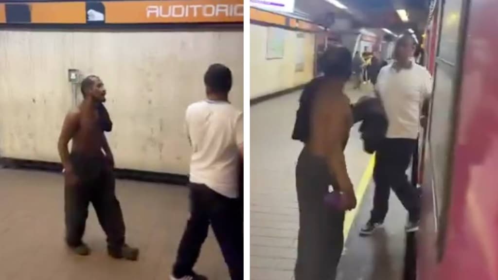 Hombre en situación de calle persigue a pareja en el Metro