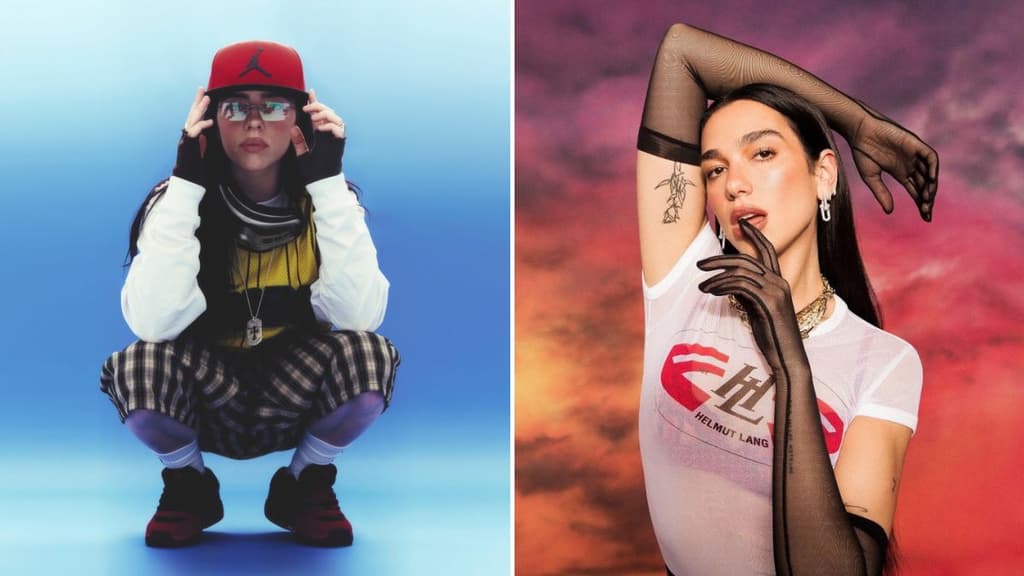 Retratos de Billie Eilish y Dua Lipa, leyendas que se han presentado en el Corona Capital.