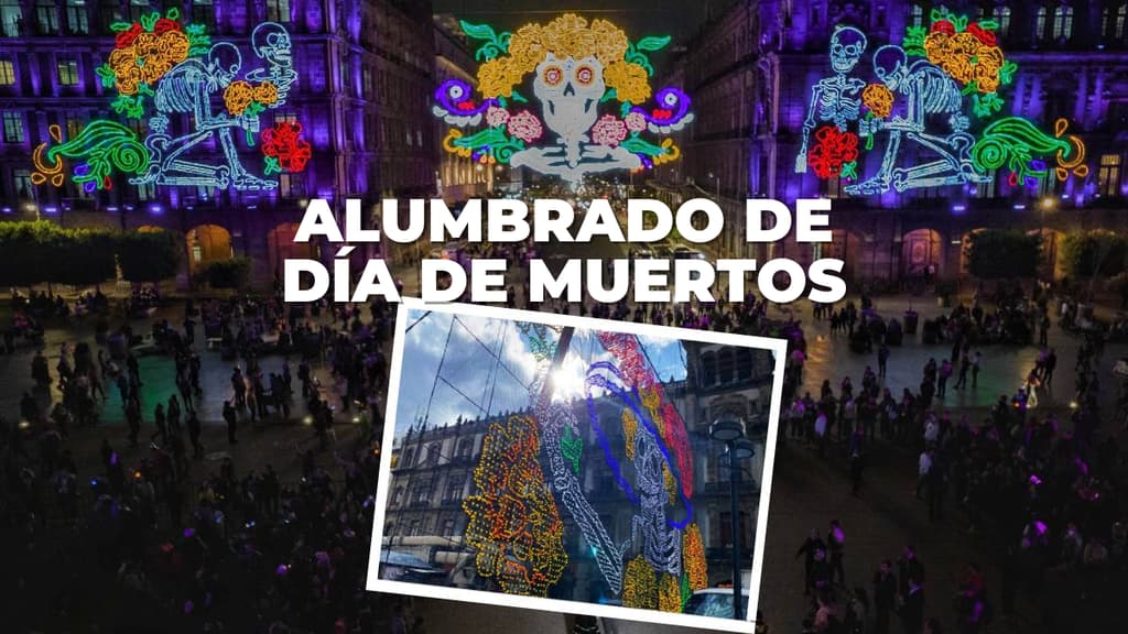 Alumbardo Decorativo de Día de Muertos en el Zócalo