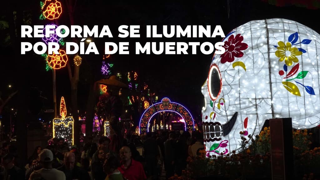 Esculturas luminosas de Día de Muertos en CDMX