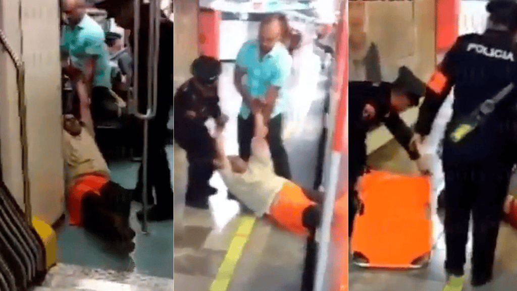 a rastras de un vagón del Metro