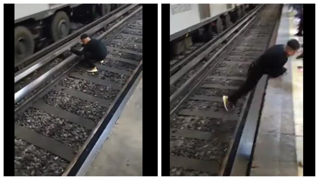 usuario bajó a las vías