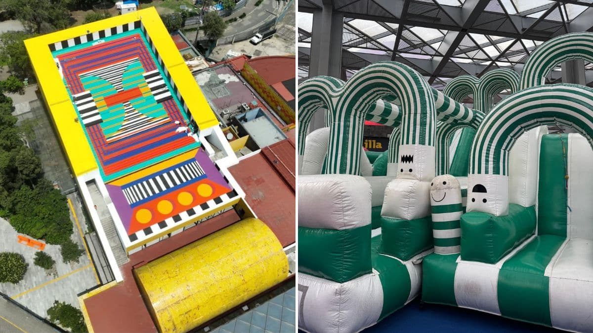 Mural de Camille Walala y un parque inflable que son parte de las actividades del Abierto de diseño CDMX.