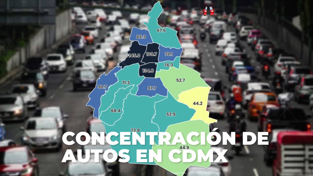 Mapa que muestra la concentración de autos en CDMX