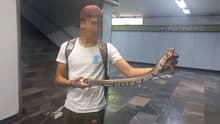 Detienen a joven por portar serpiente gigante en el Metro de CDMX