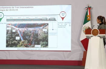 Sheinbaum garantiza seguridad ferroviaria tras descarrilamiento del Tren Interoceánico