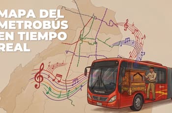 Este mapa del Metrobús muestra avance de cada línea en tiempo real con música de organillo