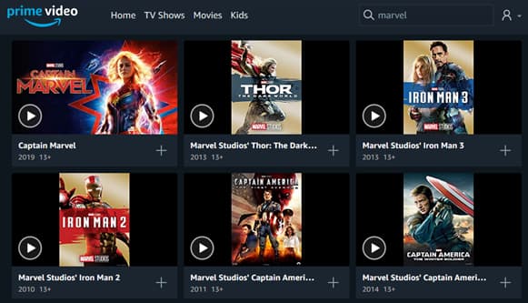 Amazon Prime películas de Disney