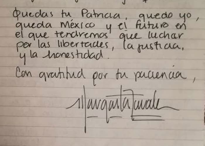 carta de margarita zavala